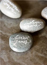Miscellaneous. Calligraphy rock place settings from OnceWed