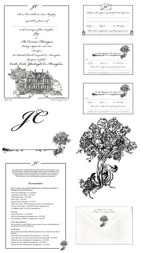 Couture Wedding Stationery, Full set in design