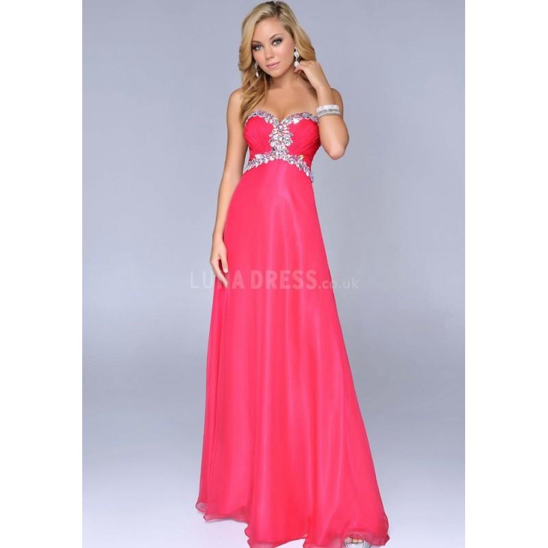 My Stuff, Luxurious Sweetheart Chiffon Sleeveless Floor Length A line Prom Dresses With Crystal - Co