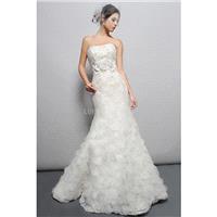 Lace Mermaid Strapless Sleeveless Floor Length Dramatic Wedding Dresses - Compelling Wedding Dresses