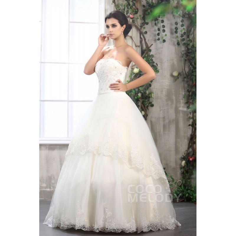 My Stuff, Trendy A-Line Strapless Floor Length Tulle Wedding Dress CWLF13010 - Top Designer Wedding