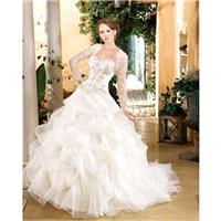 Generous Ball Gown Sweetheart Beading Lace Sweep/Brush Train Organza Wedding Dresses - Dressesular.c