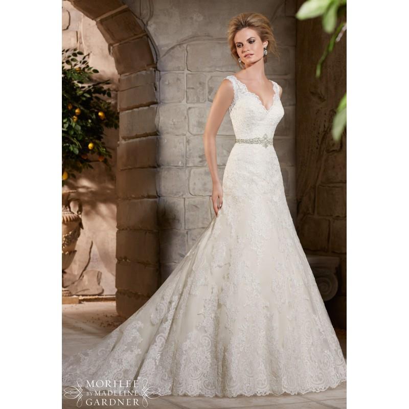 My Stuff, Mori Lee 2783 V-Neck A-Line Lace Wedding Dress - Crazy Sale Bridal Dresses|Special Wedding