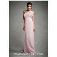 Simple Sheath/Column One Shoulder Sleeveless Ruched Floor-length Chiffon Mother of Bride Dress - dre