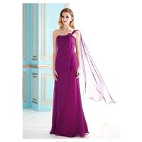 Fabulous Silk Like Chiffon A-Line One Shoulder Neckline Full Length Mother of the Bride Dress - over