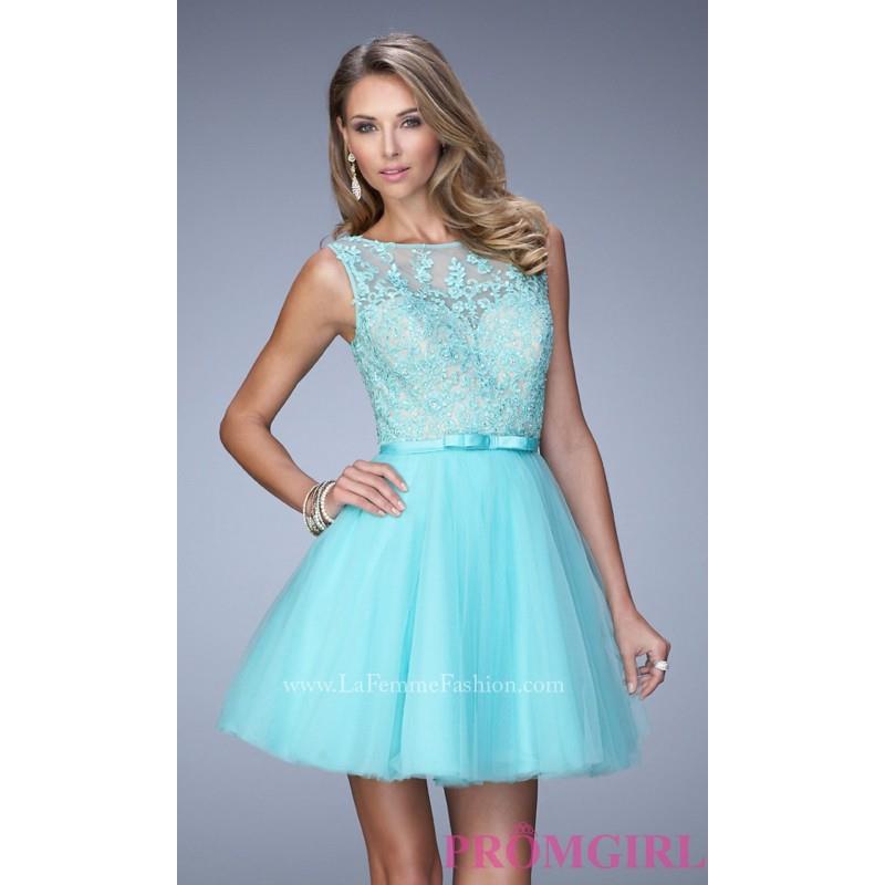 My Stuff, Short Lace Embellished Homecoming Dress by La Femme - Discount Evening Dresses |Shop Desig