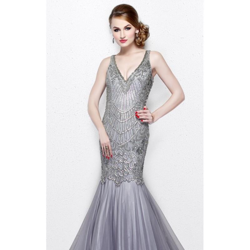 My Stuff, Platinum Embellished Mermaid Gown by Primavera Couture - Color Your Classy Wardrobe