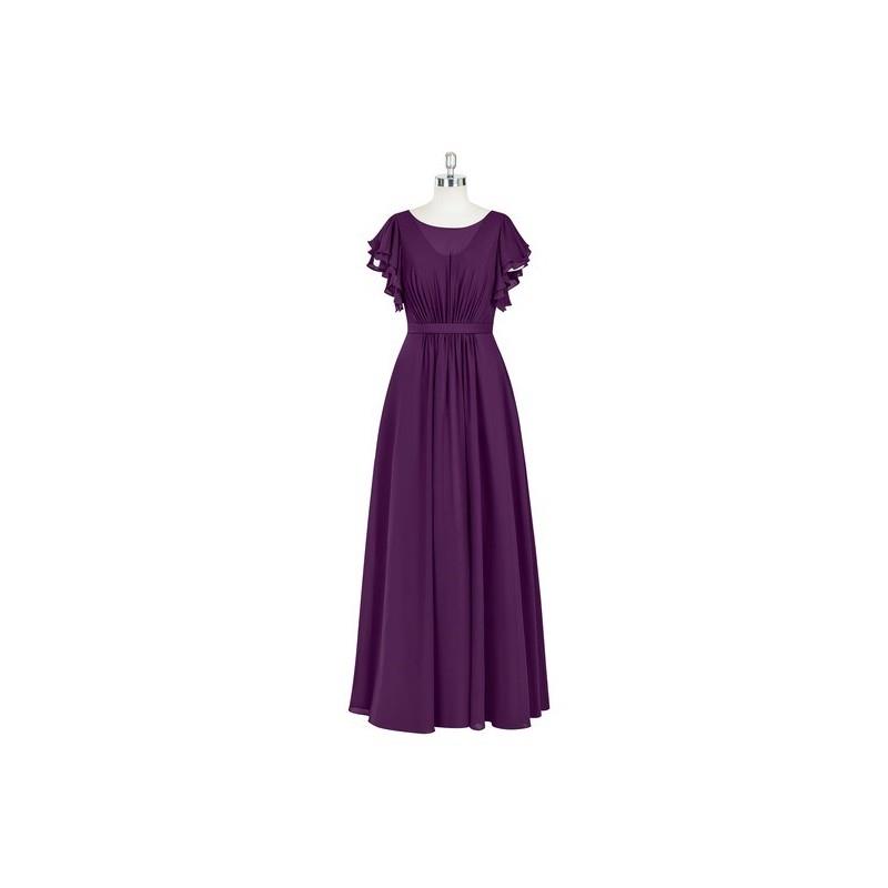My Stuff, Grape Azazie Daphne - Back Zip Chiffon Scoop Floor Length Dress - The Various Bridesmaids