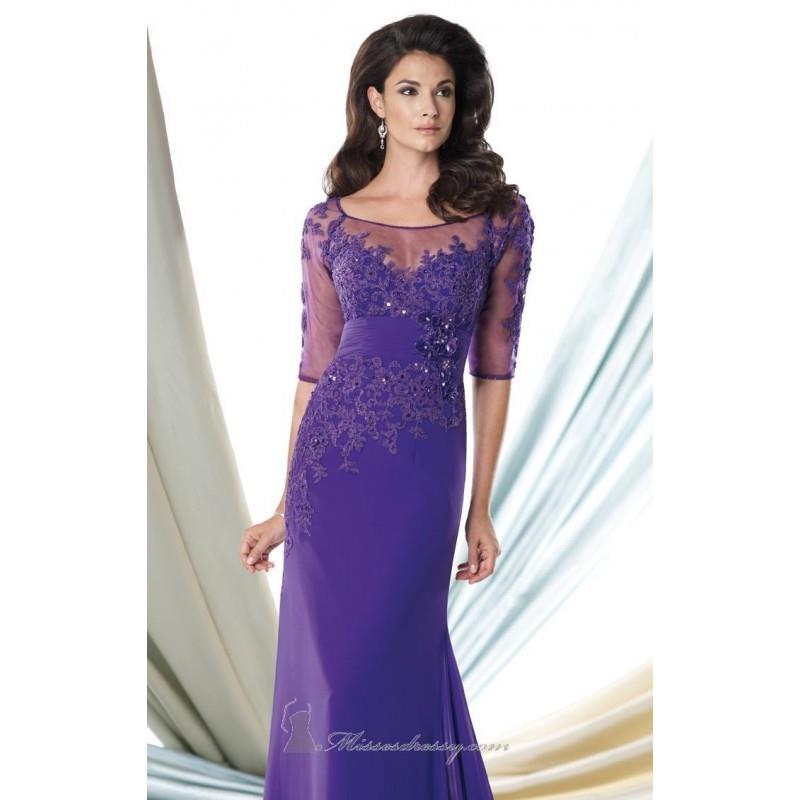 My Stuff, Purple Lace Georgette Chiffon Gown by Mon Cheri Montage - Color Your Classy Wardrobe