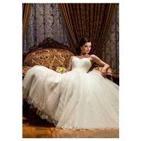 Glamorous Tulle Sweetheart Neckline Ball Gown Wedding Dress With Beadings And Rhinestones - overpink