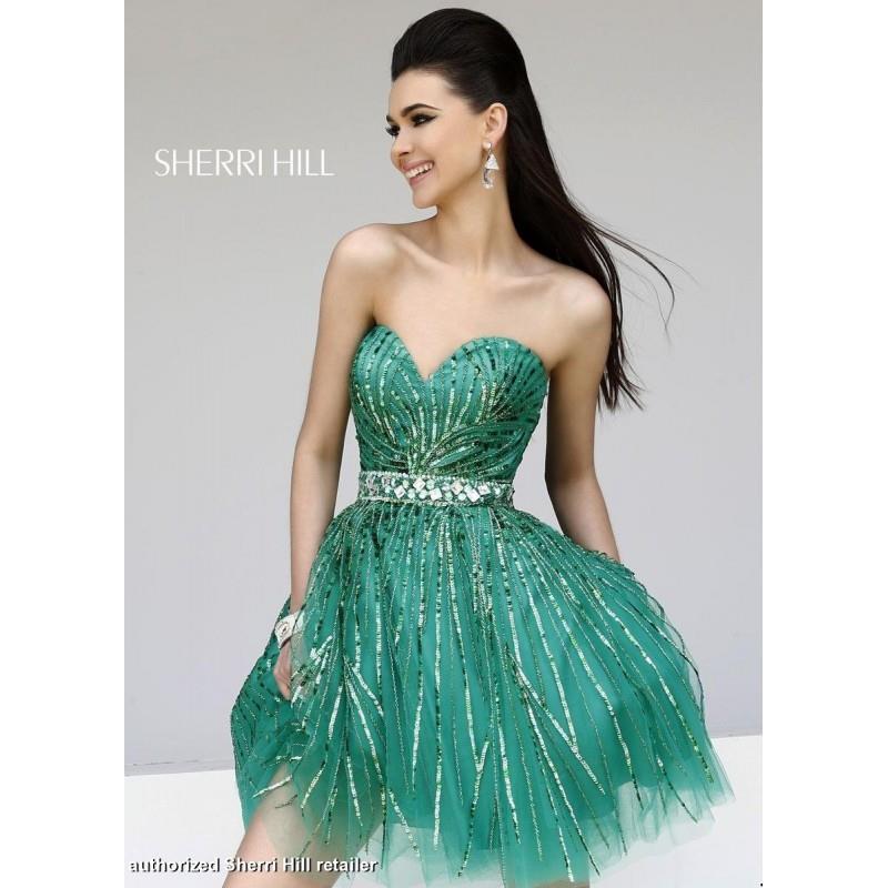 My Stuff, Designer Bodice Green Sequined Strapless Sweetheart Sherri Hill Dress 8522 - Cheap Discoun