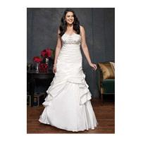 Elegant Fit N Flare Sweetheart Taffeta Asymmetric Waist Floor Length Wedding Dress - Compelling Wedd