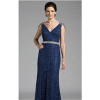 Blue Beaded Textured Gown by Lara Designs - Color Your Classy Wardrobe