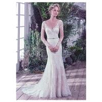 Fantastic Tulle V-neck Neckline Mermaid Wedding Dresses With Embroidery & Beadings - overpinks.com