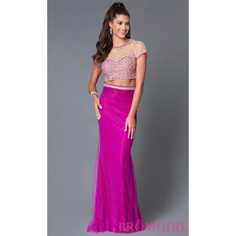 My Stuff, Pink Two Piece Lace Floor Length Dress - Discount Evening Dresses |Shop Designers Prom Dre
