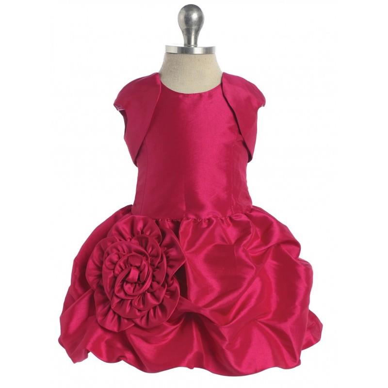 My Stuff, Fuchsia Taffeta Short Dress with Pick-Ups & Matching Bolero Style: D5484 - Charming Weddin