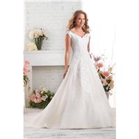 Style 526 by Bonny Bridal - V-neck A-line Organza Floor length Cathedral Dress - 2017 Unique Wedding