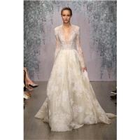 Look 11 by Monique Lhuillier - Floor length V-neck Lace Long sleeve Dress - 2017 Unique Wedding Shop