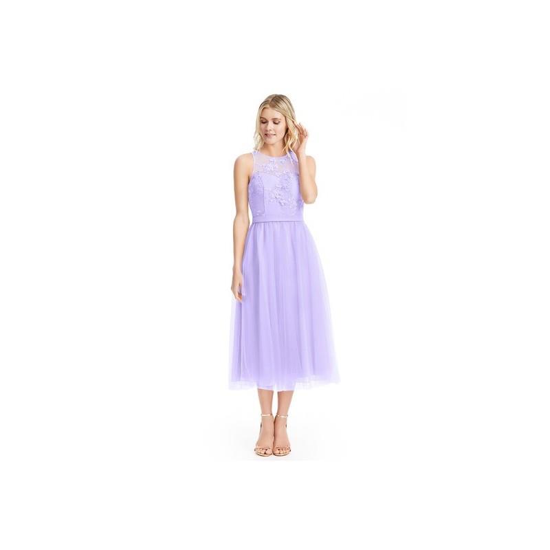 My Stuff, Lilac Azazie Eva - Tulle And Lace Back Zip Scoop Tea Length Dress - The Various Bridesmaid