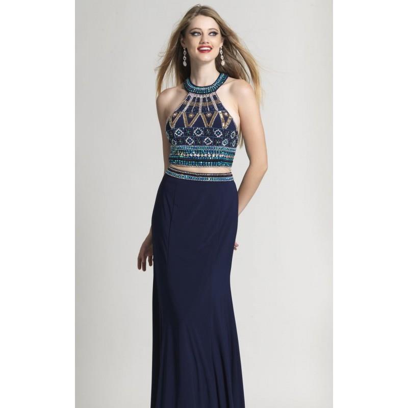 My Stuff, Navy Two-Piece Beaded Gown by Dave and Johnny - Color Your Classy Wardrobe
