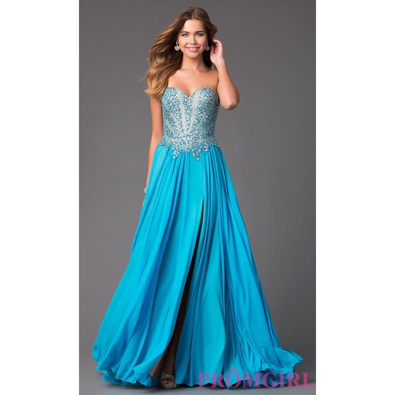 My Stuff, Floor Length Strapless Sweetheart Dress with Beaded Corset by Terani - Discount Evening Dr