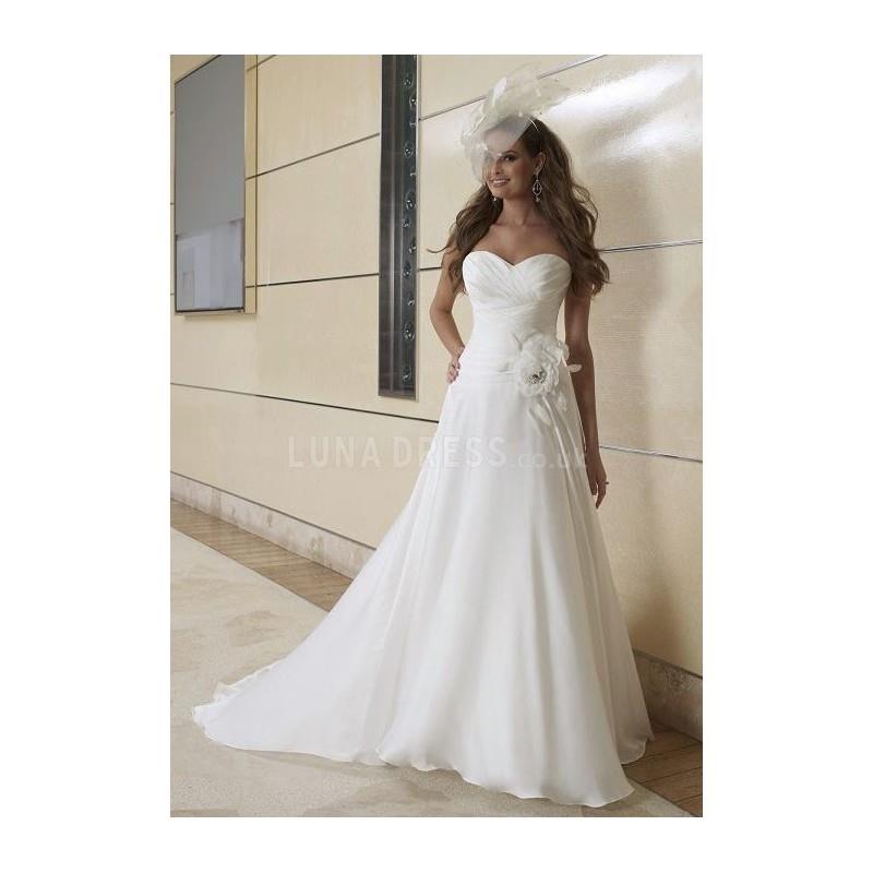 My Stuff, Sumptuous Floor Length Chiffon Sweetheart Natural Waist Court Train Wedding Gown - Compell