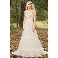 Style 6451 by Lillian West - A-line Sweetheart Floor length LaceSatinTulle Sleeveless Chapel Length