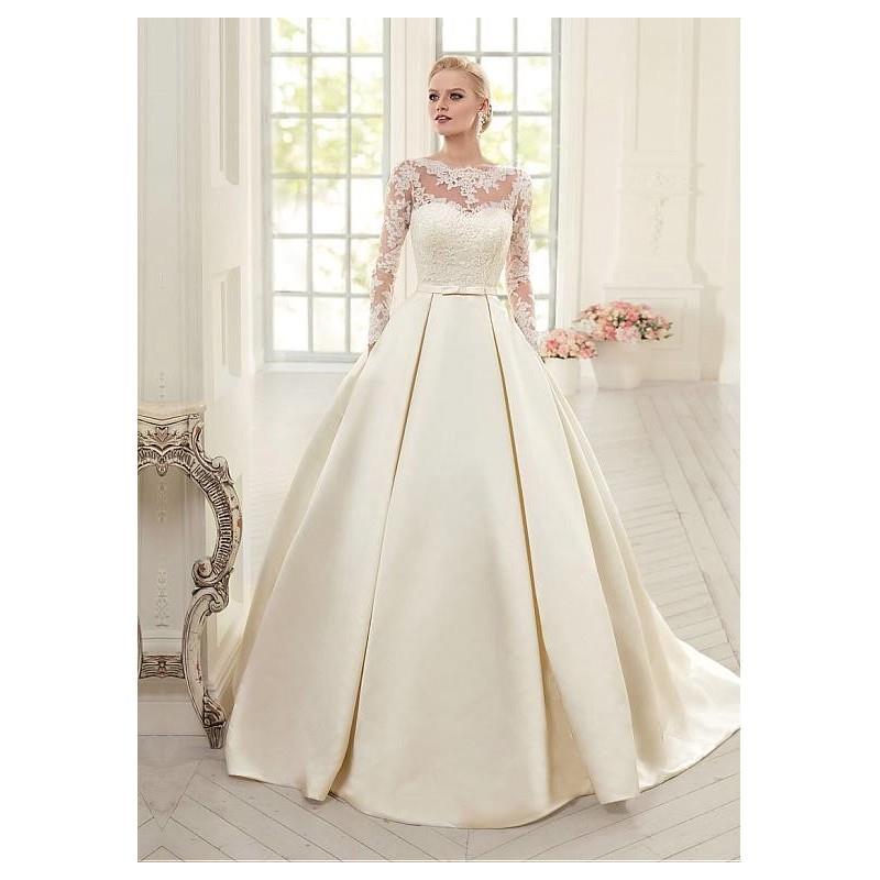My Stuff, Elegant Tulle & Satin Bateau Neckline Ball Gown Wedding Dresses With Lace Appliques - over