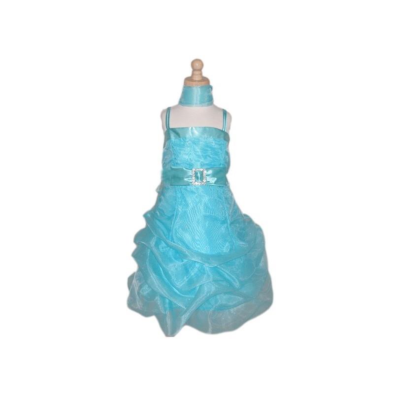 My Stuff, Turquoise Flower Girl Dress - Organza w/ Rhinestone Mini Dress Style: D2970 - Charming Wed