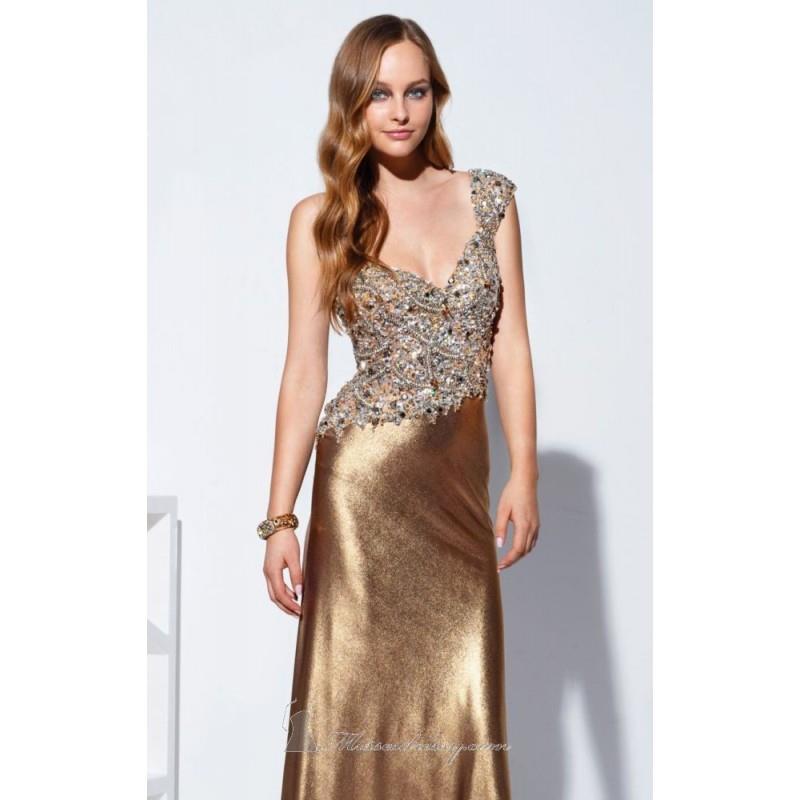 My Stuff, Bronze One Shoulder Dress by Terani Couture Prom - Color Your Classy Wardrobe