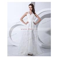 Empire Halter Sleeveless Tulle White Cheap Wedding Dresses With Ruffles BUKCH055 In Canada Wedding D