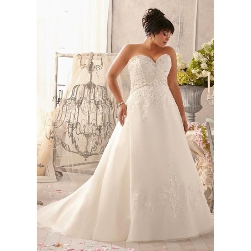 My Stuff, Julietta by Mori Lee 3155 Strapless Beaded A-Line Plus Size Wedding Dres - Crazy Sale Brid
