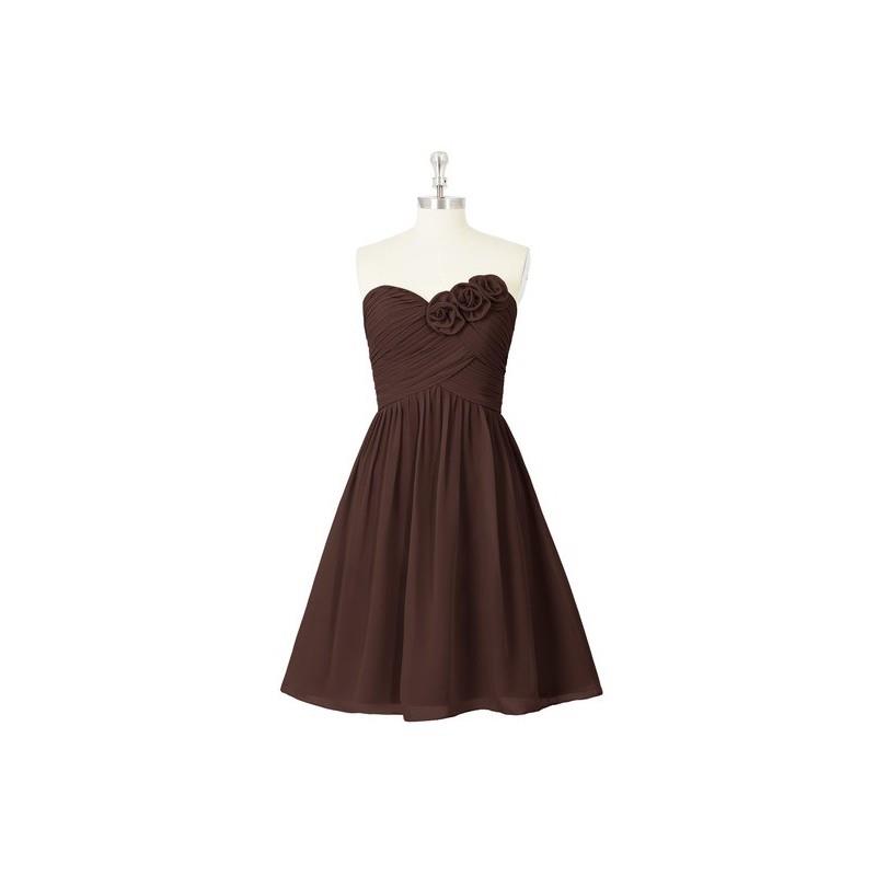My Stuff, Chocolate Azazie Kelsey - Chiffon Knee Length Sweetheart Back Zip Dress - Cheap Gorgeous B