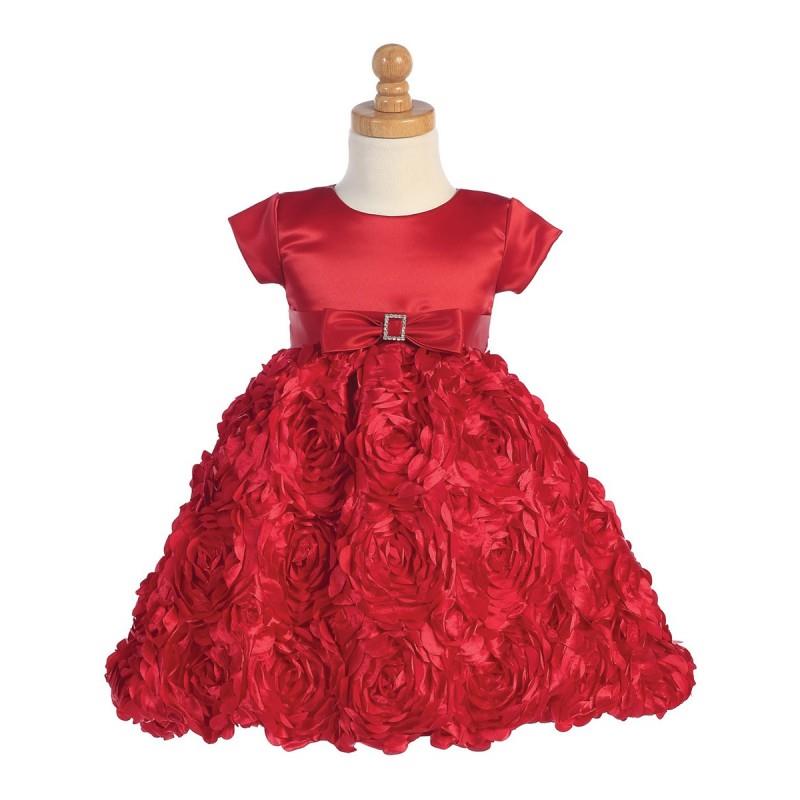 My Stuff, Red Satin Bodice w/ Floral Ribboned Skirt Style: LC936 - Charming Wedding Party Dresses|Un