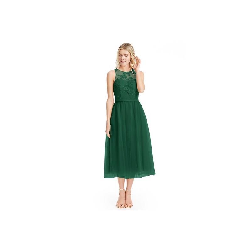 My Stuff, Dark_green Azazie Eva - Tea Length Tulle And Lace Scoop Back Zip Dress - Charming Bridesma