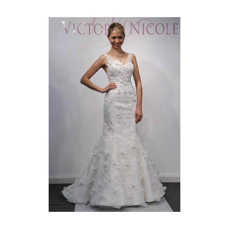 wedding, Victoria Nicole - Spring 2013 - Sleeveless Mermaid Wedding Dress with Sheer Staps and Flowe