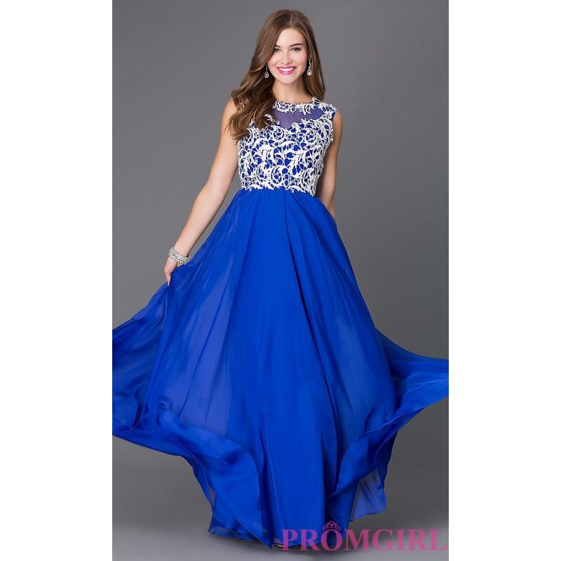 My Stuff, Long Sleeveless Prom Dress with Lace Embellished Bodice - Brand Prom Dresses|Beaded Evenin