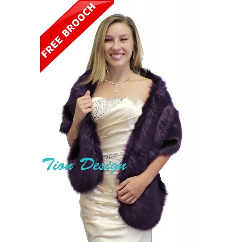 My Stuff, Bridal fur stole Purple, Faux Stole, Bridal fur shrug boleros wraps, Bridal Fur cape 900F-