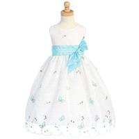 Tiffany Blue Embroidered Butterfly Organza Dress w/Taffeta Waistband Style: LM620 - Charming Wedding
