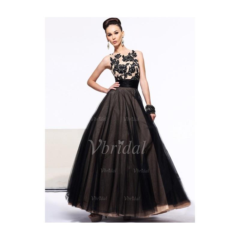 My Stuff, Ball-Gown Scoop Neck Floor-Length Tulle Prom Dress With Embroidered Sequins - Beautiful Sp