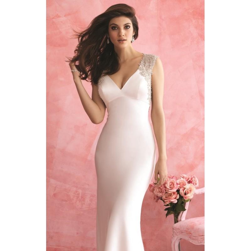 My Stuff, Ivory/Silver Beaded Crepe Charmeuse Gown by Allure Bridals Romance - Color Your Classy War