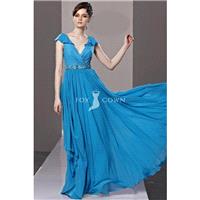 Blau Chiffon langen Abendkleid mit tiefem V-Ausschnitt Crystal Gürtel - Festliche Kleider | 2017 ver