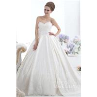 Sexy Sweetheart Cathedral Train Satin Lace Up-Corset Wedding Dress CWLT13038 - Top Designer Wedding