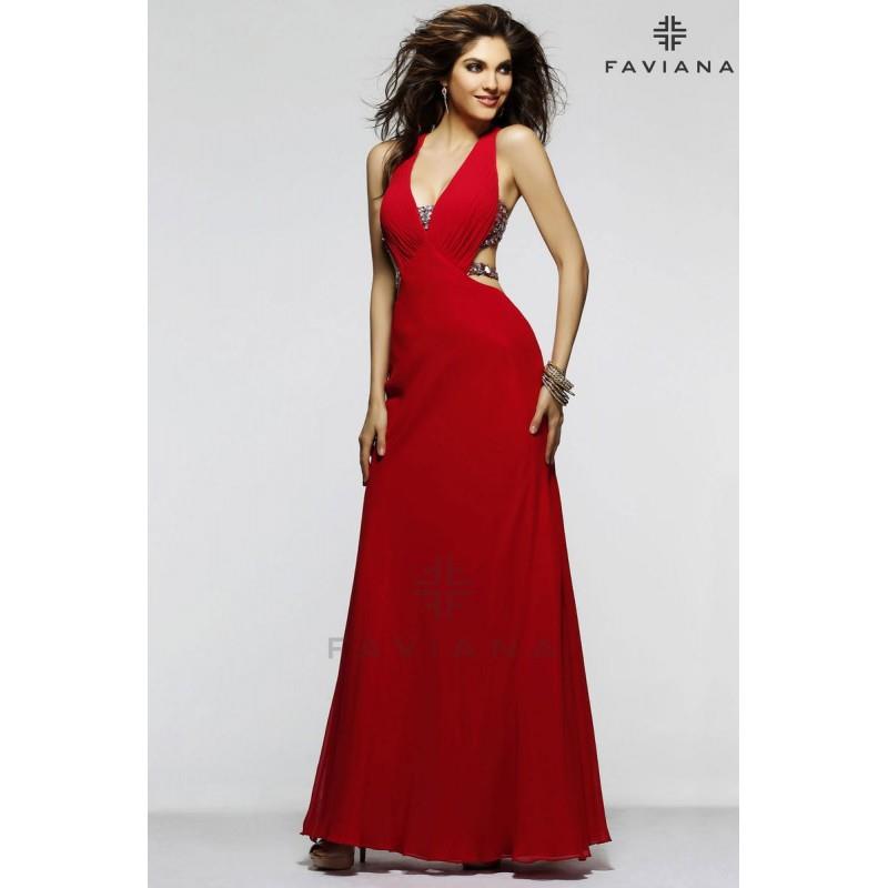 My Stuff, Faviana 7345 Halter Chiffon Evening Dress - Brand Prom Dresses|Beaded Evening Dresses|Char
