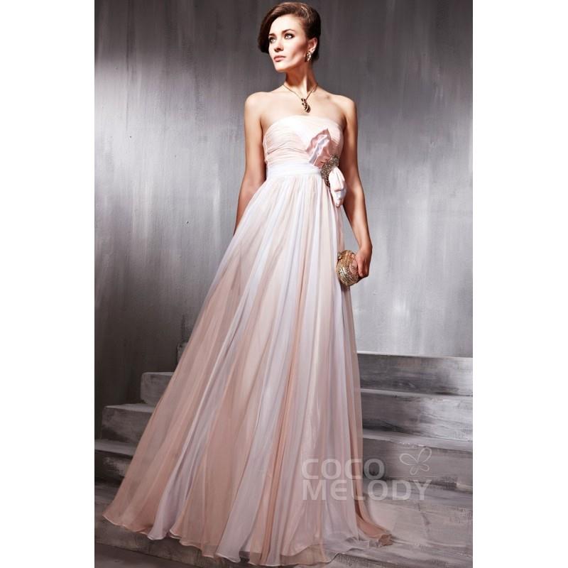 wedding, Fashion Sheath-Column Strapless Floor Length Chiffon Veiled Rose Side Zipper Evening Dress