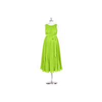 Lime_green Azazie Joanna - Chiffon Scoop Back Zip Tea Length Stretch Knit Dress - Cheap Gorgeous Bri