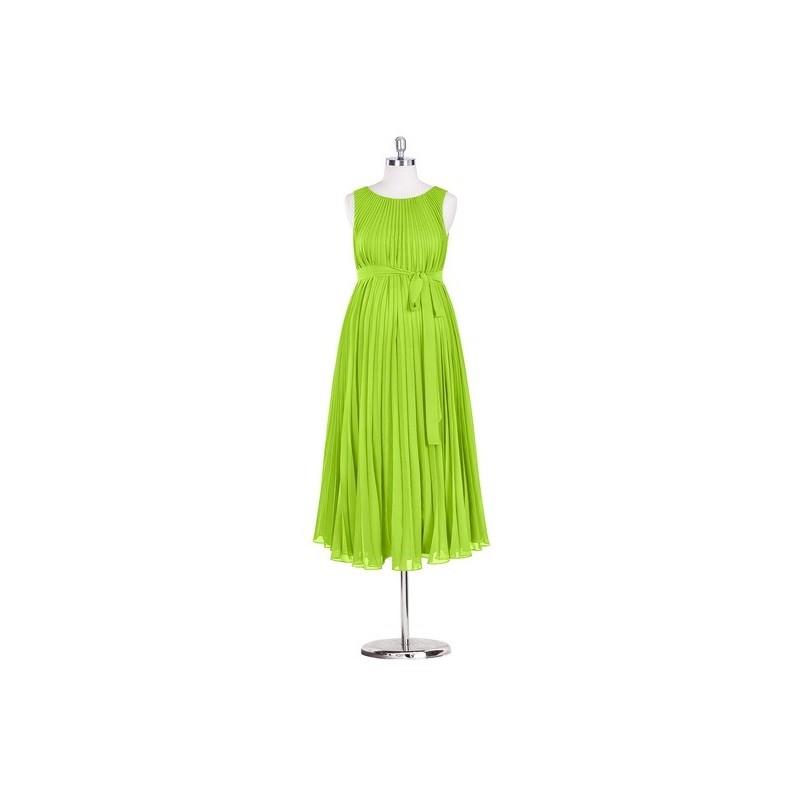 My Stuff, Lime_green Azazie Joanna - Chiffon Scoop Back Zip Tea Length Stretch Knit Dress - Cheap Go