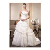 Glamorous Ball Gown One Shoulder Organza Floor Length Wedding Dress With Pick ups - Compelling Weddi