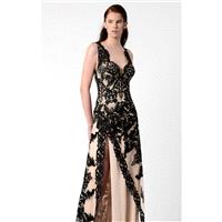 Black Embellished Slit Gown by Beside Couture by GEMY - Color Your Classy Wardrobe