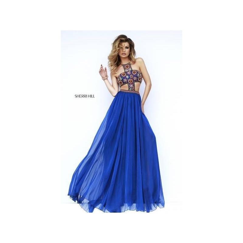 My Stuff, Sherri Hill 11206 Light Blue/Multi Dress - A Line, Ball Gown Prom Sherri Hill Bateau Long